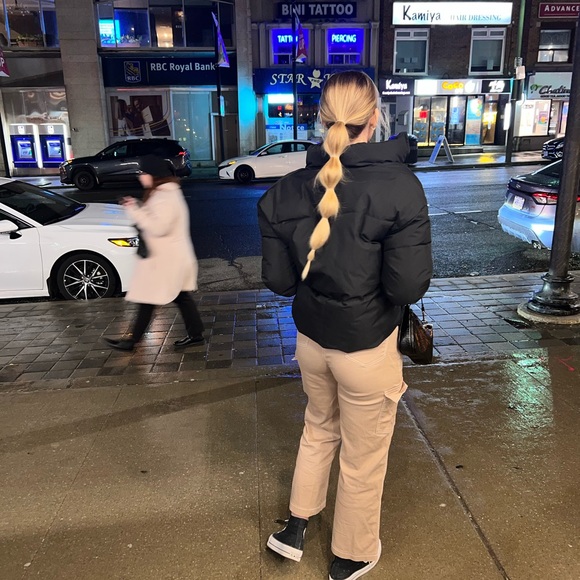 Black Vintage Puffer Jacket in Black - Picture 2 of 2